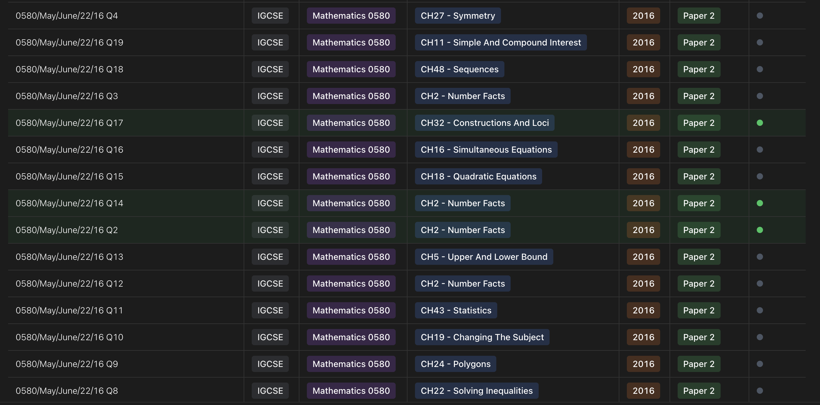 Question Database Interface