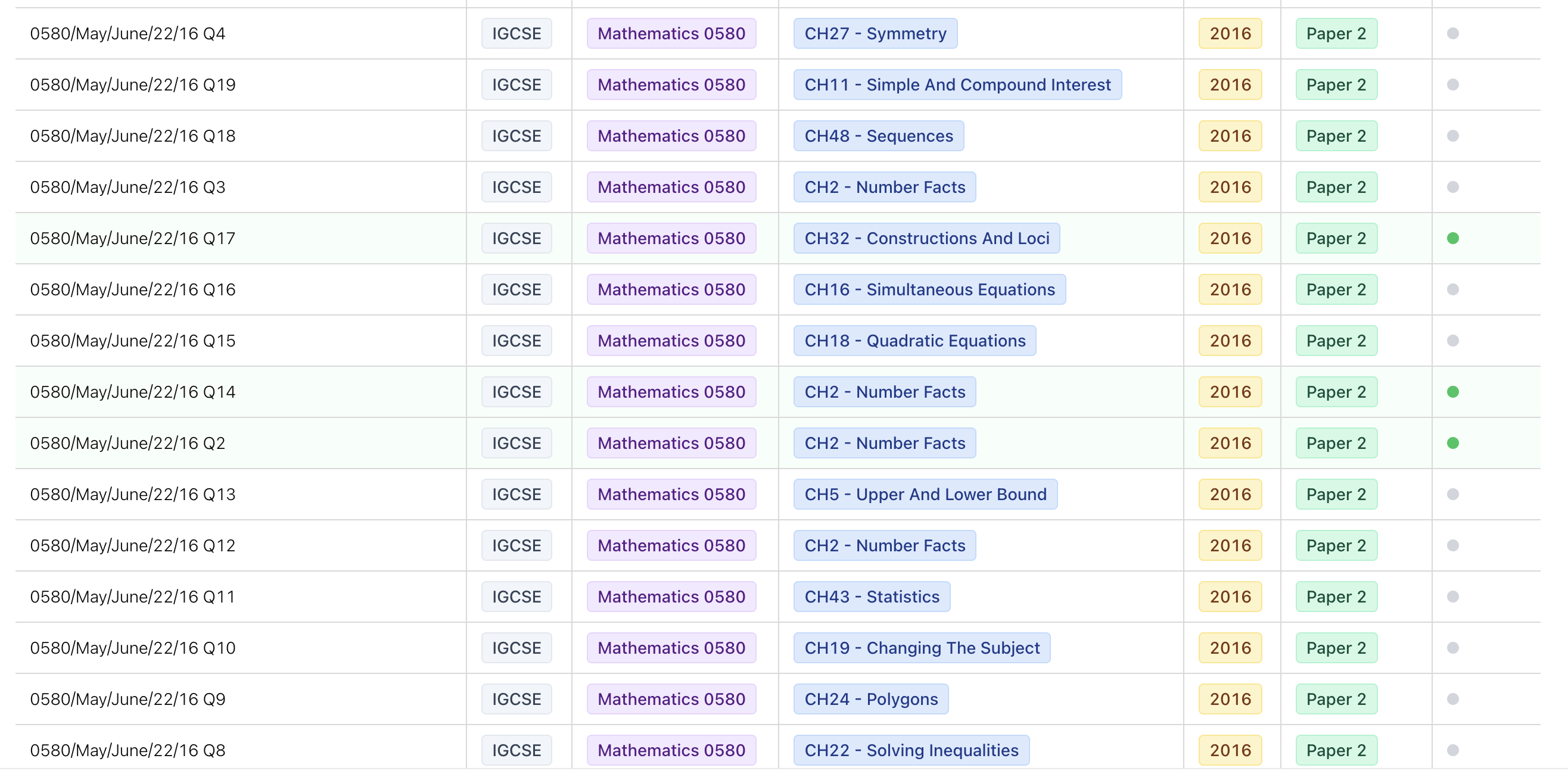 Question Database Interface